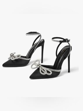 Elisabet Tang Women's Lace Up Heels 4.3" Strappy Stiletto Pointed Toe Size 7